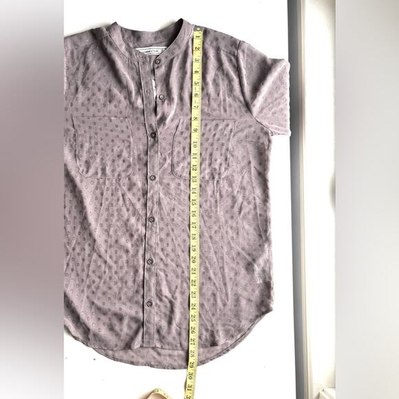 Abercrombie and Fitch Blouse, Button Down, Cocoa Brown, Shiny Polka Dots, Size M - Picture 9 of 10